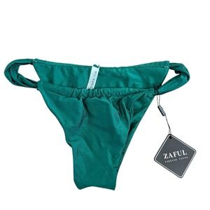 Zaful Women Green‎ Ruched Tie Side Bikini Bottoms Swimsuit  size 8